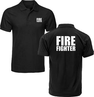 Generic Firefighter Print Polo Shirt Fireman Fire Fighter Officer Uniform Workwear Unisex Adults Polo Top (Black, M, m)