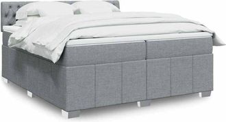vidaXL Vidaxl - Cama Box Spring Con Colch&oacute;n Tela Gris Claro 200x200 Cm