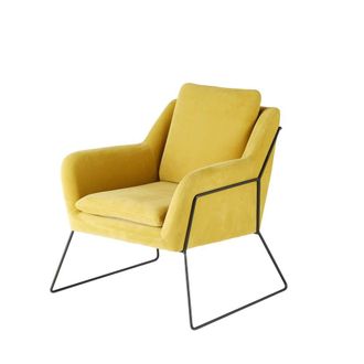 Maisons du monde Butaca de terciopelo amarillo mostaza