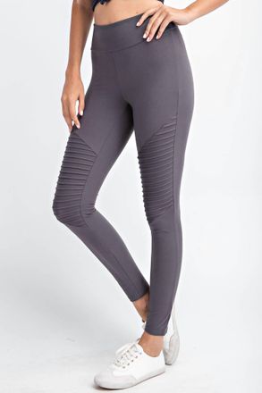 Mono B Full Length Moto Leggings In Grey