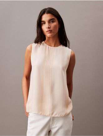 Calvin Klein Womens Flowing Sleeveless Printed Tank Top - Neutral - XS