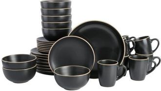 Gibson Home Everyday Essential 32-Piece Stoneware Dinnerware Set, Service for 8 in Black at Nordstrom
