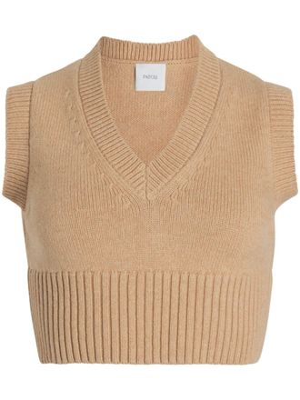 Patou wool-cashmere cropped vest - Neutrals