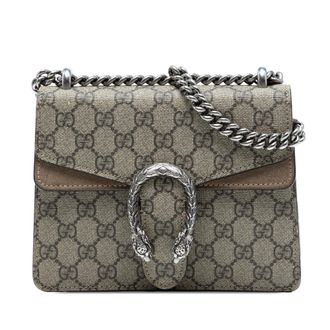 Gucci Pre-owned Womens Small Gg Supreme Dionysus Crossbody - Sage Green Textile - One Size