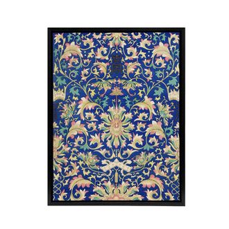 Artery8 Owen Jones Ornamental Chinese Floral Pattern Framed Canvas Art Print in Blue | Size: W24 x H32