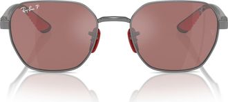 Ray-Ban x Scuderia Ferrari 54mm Polarized Chromance Irregular Sunglasses in Gunmetal at Nordstrom