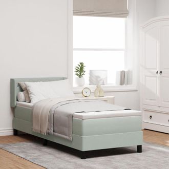 vidaXL Box Spring Bed with Headboard Light Grey 200 x 80 cm Velvet vidaXL
