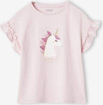 Vertbaudet M&auml;dchen T-Shirt mit Volant&auml;rmeln hellrosa