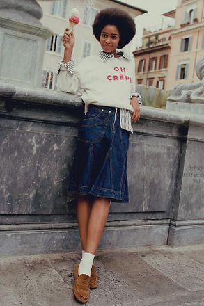 Pilcro Fluted Knee-Length Skirt