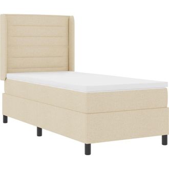 vidaXL vidaXL Box Spring Bed with Mattress - Cream, 100x200 cm, Fabric