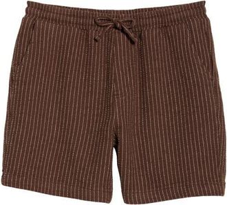 Percival Sorrento Pinstripe Cotton & Linen Drawstring Shorts in Brown at Nordstrom, Size 38