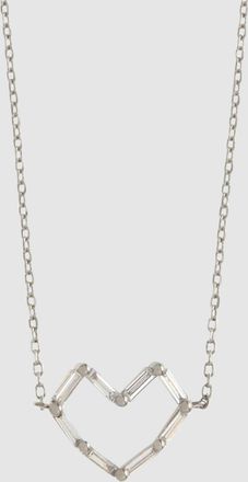 Little Ones Paris Collier Pendentif Mini Coeur Or Blanc 18k Et Diamants