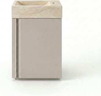 Saniclass Chaci Toiletmeubelset - 40x65cm - 1 deur - 1 kraangat - rechts - fontein travertine- mat cotton (beige)