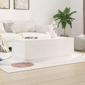 vidaXL Mesa De Centro De Madera Maciza De Pino Blanco 100x50x35 Cm Vidaxl