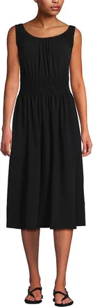 Lands End Sleeveless Poplin Smocked Midi Dress in Black at Nordstrom, Size X-Small P