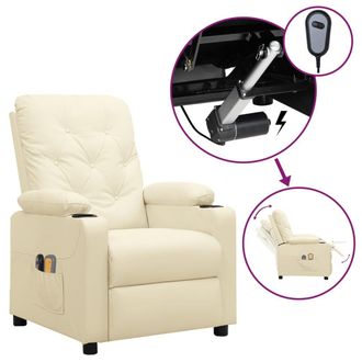 vidaXL Sill&oacute;n De Masaje El&eacute;ctrico Cuero Sint&eacute;tico Crema Vidaxl