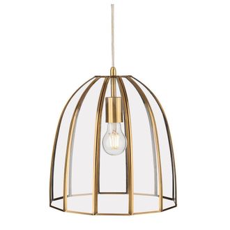 Netlighting Lincoln Pendant Light Antique Brass with Clear Glass in Gold