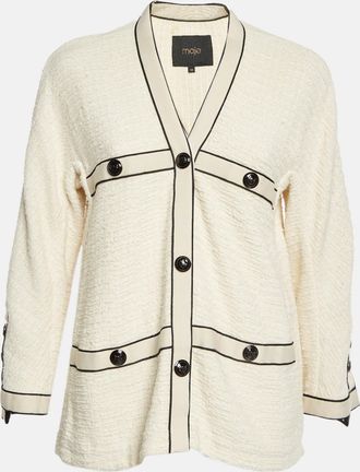 Maje Beige Tweed Voppy Cardigan Jacket
