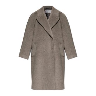 Acne Studios Double-Breasted Coats, female, Gray, Size: S Double-breasted Wool Coat