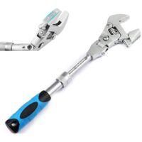 OEM Llave Ajustable De Cabeza Flexible, Llave De Carraca De Boca Abierta De 10-12 Pulgadas Con Varilla De Extensi&oacute;n Retr&aacute;ctil Y Cabezal Giratorio De 180&deg;.