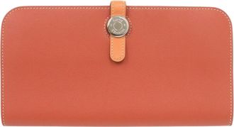Herm&egrave;s Crevette Sanguine Swift Leather Long Wallet (Bi-Fold) (Pre-Owned)
