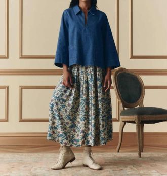 The Great. Highland Maxi Skirt In Blue Scattered Bloom
