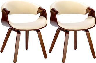 Clp Clp - Set De 2 Sillas De Comedor Foley Nogal/crema Simil Cuero