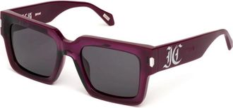 Just Cavalli Glitter Lila Zonnebril met Smokegrey Lenzen - unisex - Zonnebrillen - Paars - 53 MM - Accessoires