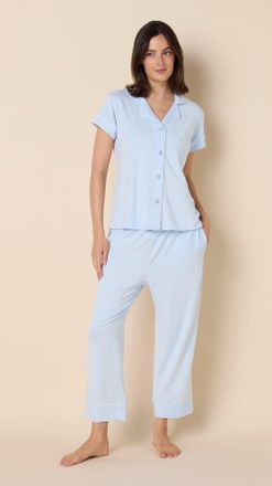The Cats Pajamas Pima Knit Capri Set in Classic Powder Blue at Nordstrom, Size X-Large