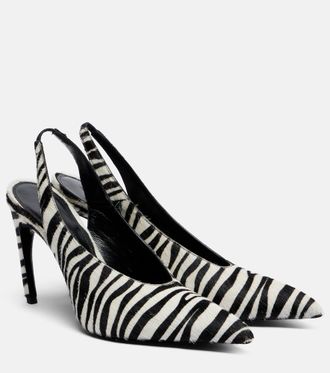 The Attico Viper zebra-print calf hair pumps