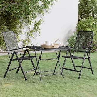vidaXL Set De Comedor De Jard&iacute;n 3 Pzas Malla Metal Expandido Antracita Vidaxl