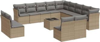vidaXL Set Sof&aacute;s De Jard&iacute;n 14 Pzas Con Cojines Rat&aacute;n Sint&eacute;tico Beige Vidaxl