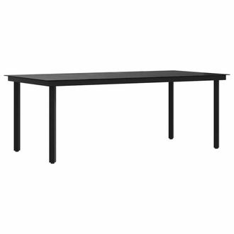 Berkfield Home Garden Dining Table Black 200x100x74 cm Steel & Glass | Size: 200 x 100 x 74 cm