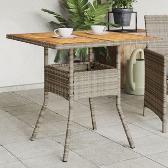vidaXL Mesa De Jard&iacute;n Superficie De Madera Rat&aacute;n Pe Gris 80x80x75 Cm Vidaxl