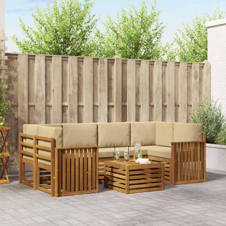 vidaXL Vidaxl Set Di Divani Da Esterno 7 Pz Naturale E Beige