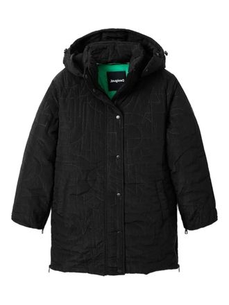 Desigual Gewatteerde jas met logo - Zwart