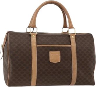 Celine Pre-owned Vintage Macadam Canvas Handtas - Dames - Vintage Weekendtas - Bruin - ONE Size - Leer - Vintage