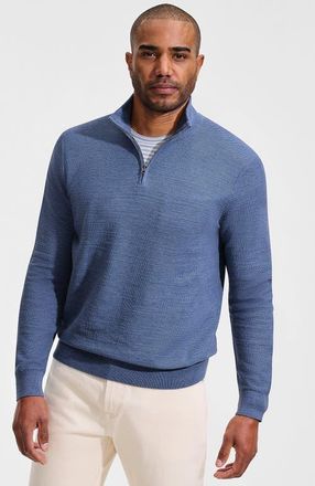 Lands End Long Sleeve Summer Weight Quarter Zip in Light Mountain Sky Heather at Nordstrom, Size X-Large