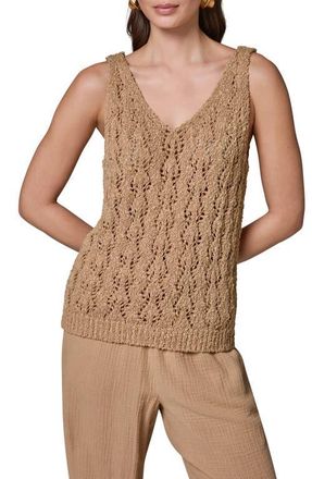 DKNY Double V-Neck Open Stitch Sweater Vest in Fawn at Nordstrom, Size X-Small