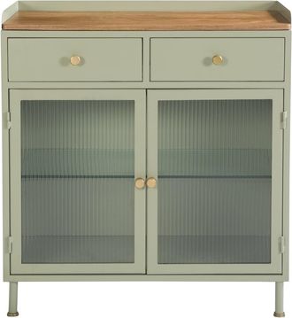 Rendez-Vous Déco Aparador 2 puertas con 2 cajones en metal, madera de mango y cristal