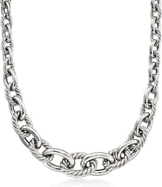 Ross-Simons Sterling Silver Alternating Twisted Oval-Link Necklace