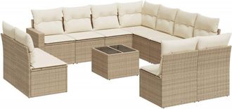 vidaXL Set De Sof&aacute;s De Jard&iacute;n 12 Pzas Y Cojines Rat&aacute;n Sint&eacute;tico Marr&oacute;n Vidaxl