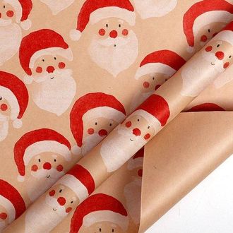 No Brand Rollos De Papel Kraft Reciclable Para Embalaje Navide&ntilde;o, 43 Cm X 15 M, Ideal Para Decoraci&oacute;n Navide&ntilde;a, De Cumplea&ntilde;os Y Fiestas, Con Motivo De Pap&aacute; Noe