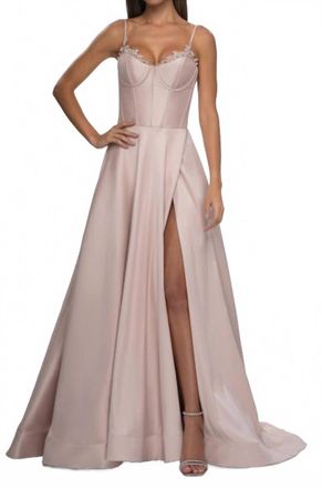 La Femme A-Line Mikado Gown In Champagne