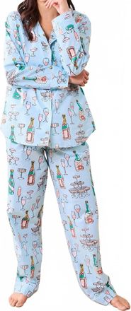 Printfresh Tower Long Pajama Set In Champagne