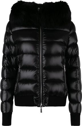 Moorer Jassen, Dames, Zwart, L, Korte donsjas met afneembare capuchon