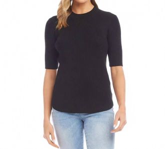 Karen Kane Brissa Short Sleeve Ribbed Sweater In Black