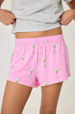 PJ Salvage Martini Print Pajama Short In Pink