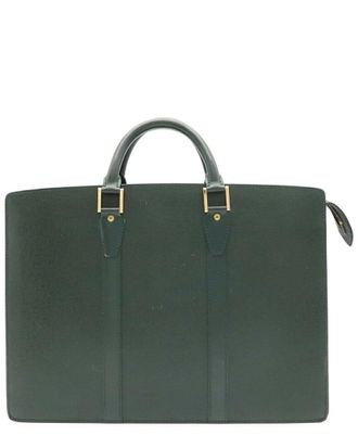 Louis Vuitton Green Leather Porte-Documents Rozan Briefcase (Authentic Pre- Loved)