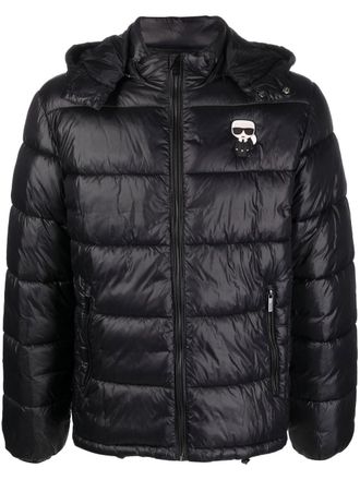 Karl Lagerfeld Donsjack met logopatch - Zwart
